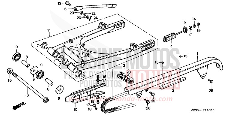 SWINGARM for CA125 REBEL BLACK (NH1) from 1997